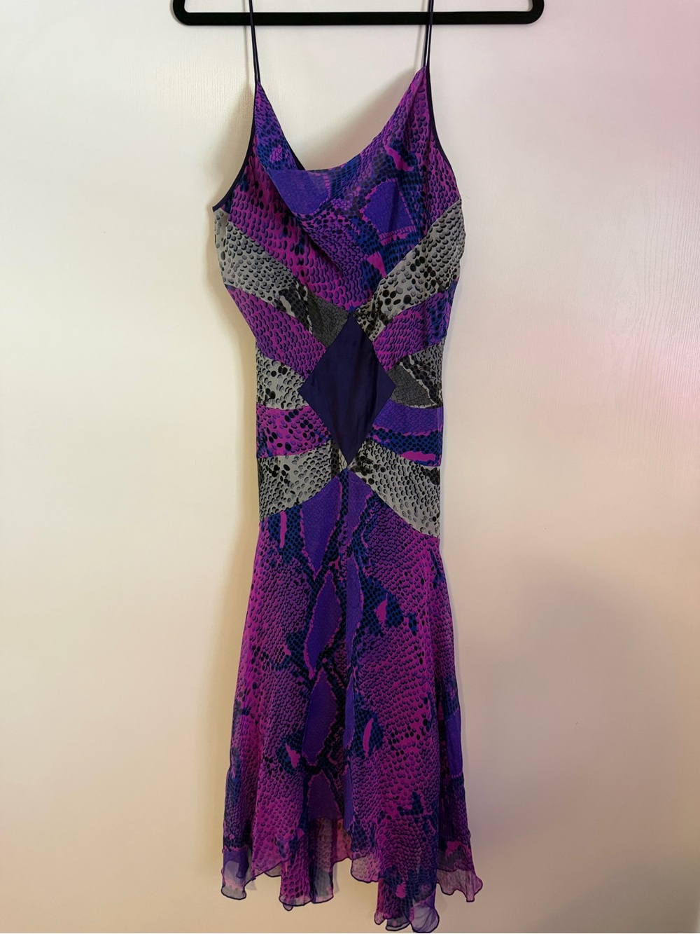 Diane Von Furstenberg Purple & Black Snake Print Silk Slip Dress - Picture 2 of 5